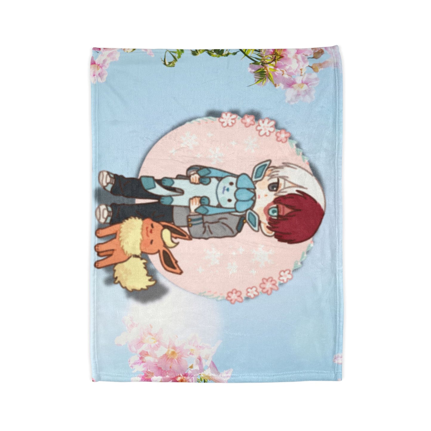 Fire & Ice Soft Polyester Blanket with Cute Characters - Cozy Throw for Fans