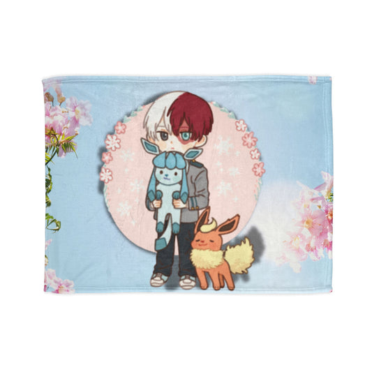 Fire & Ice Soft Polyester Blanket with Cute Characters - Cozy Throw for Fans