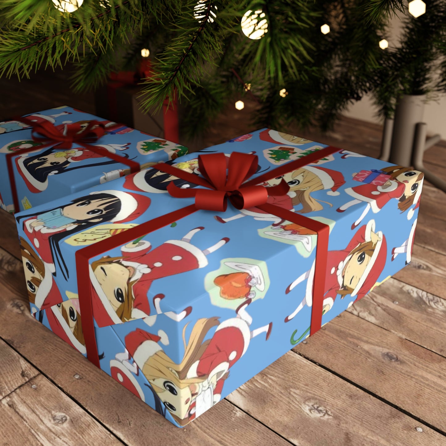 Anime Holiday Gift Wrapping Paper Sheets - Cheerful Design for Christmas and Special Occasions