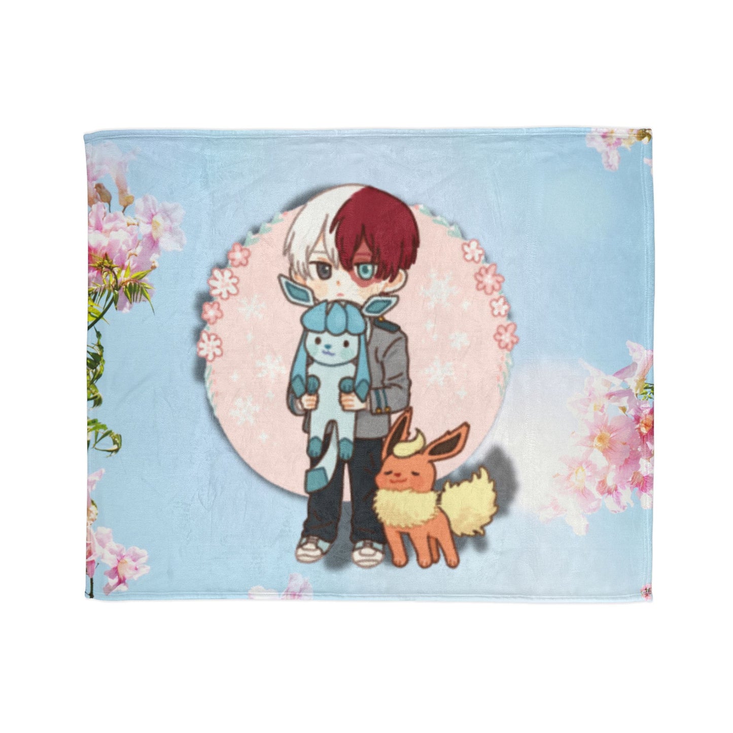 Fire & Ice Soft Polyester Blanket with Cute Characters - Cozy Throw for Fans