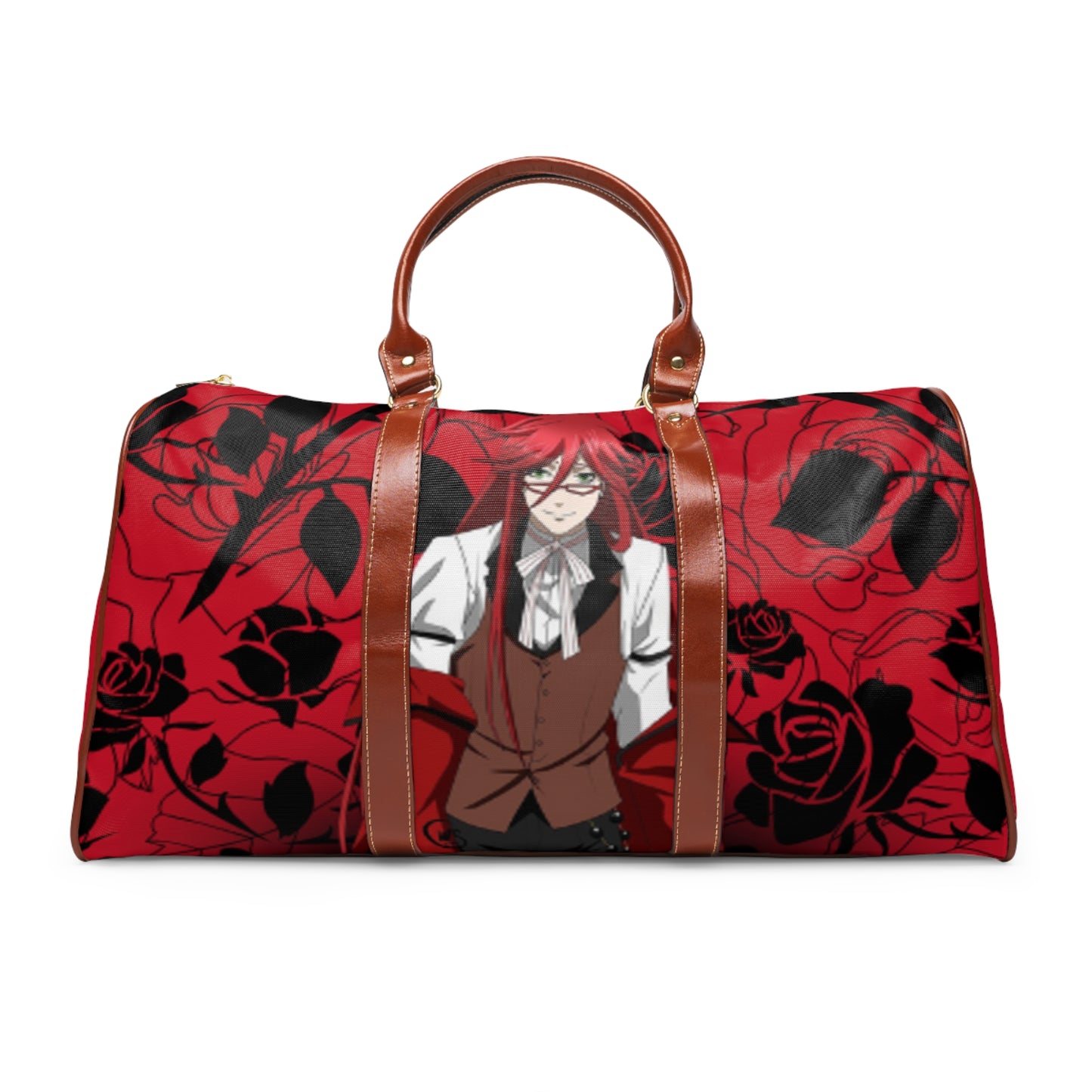 Anime-Inspired Waterproof Travel Bag - Stylish Red Floral Design for Adventurers