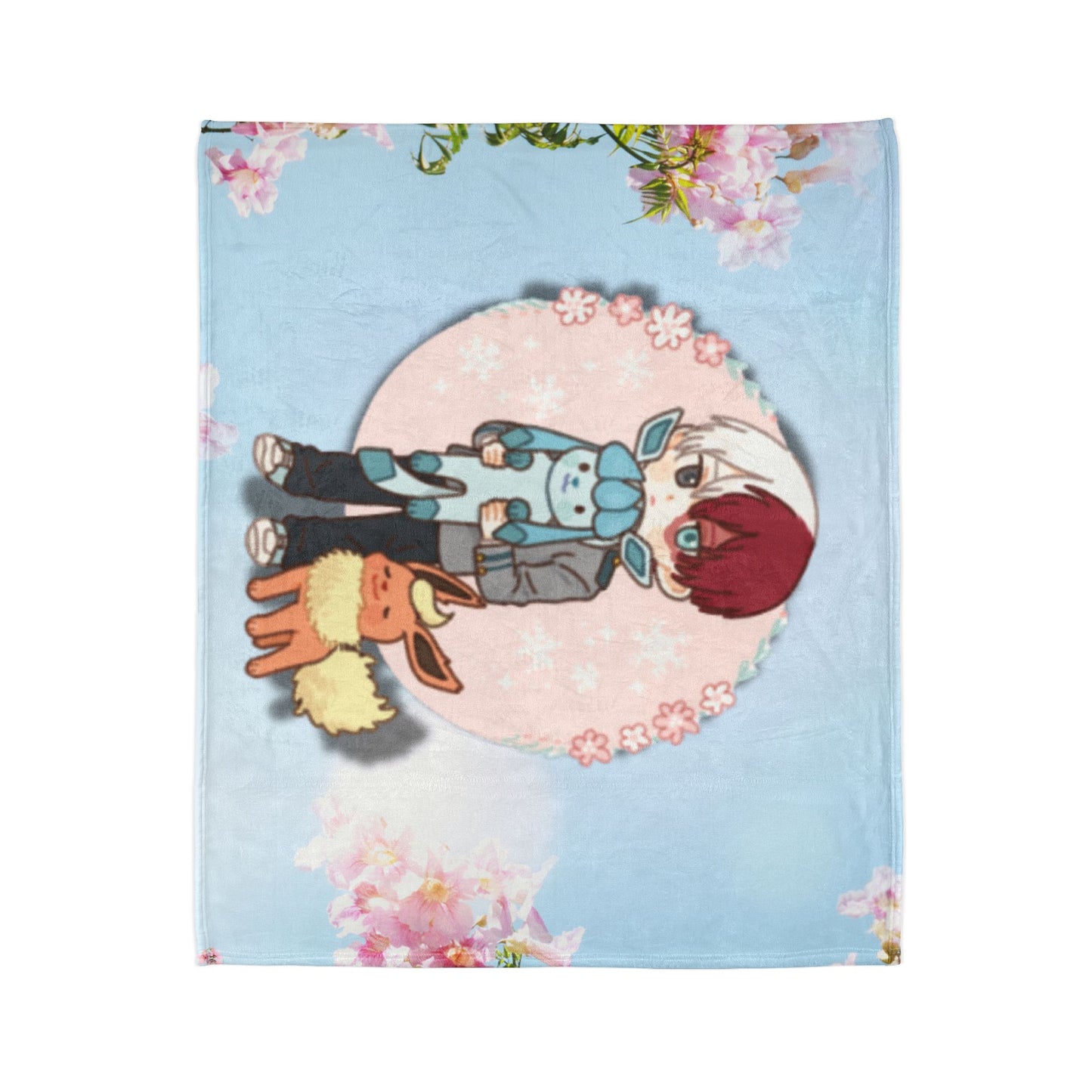 Fire & Ice Soft Polyester Blanket with Cute Characters - Cozy Throw for Fans